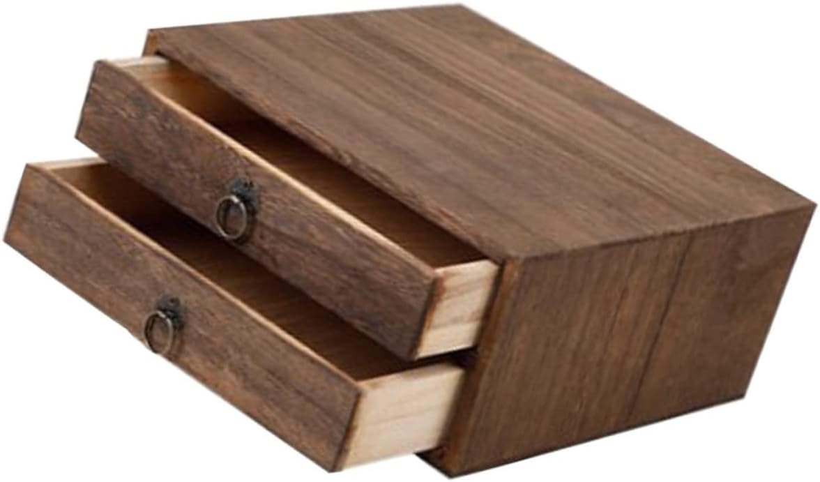 Multi-Layer Wooden Tea Box Drawers Vintage Tea Chest for Home and Office