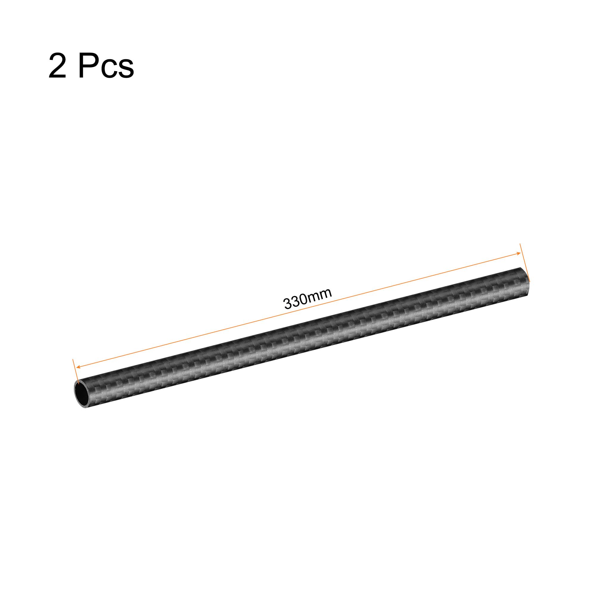sourcing map Fibre Carbone Rond Tube 10x8x330mm 3K Rouleau Mat Enveloppé Surface pour RC Avion Quadcopter 2Pcs
