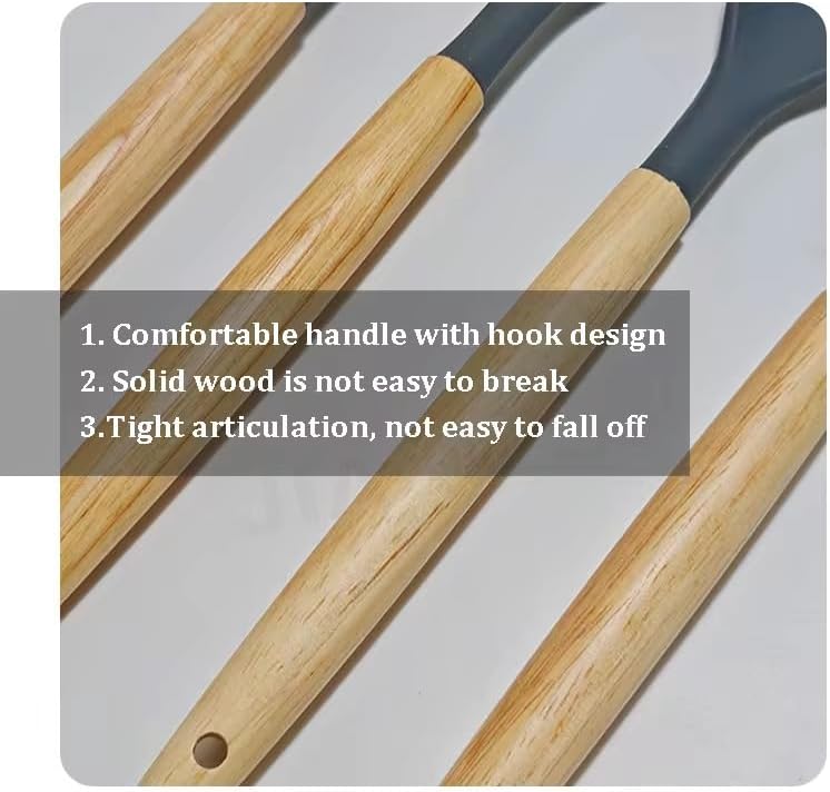 Miniatura 4 de Juego de utensilios de cocina premium - 12 piezas - Herramientas de cocina de silicona y madera