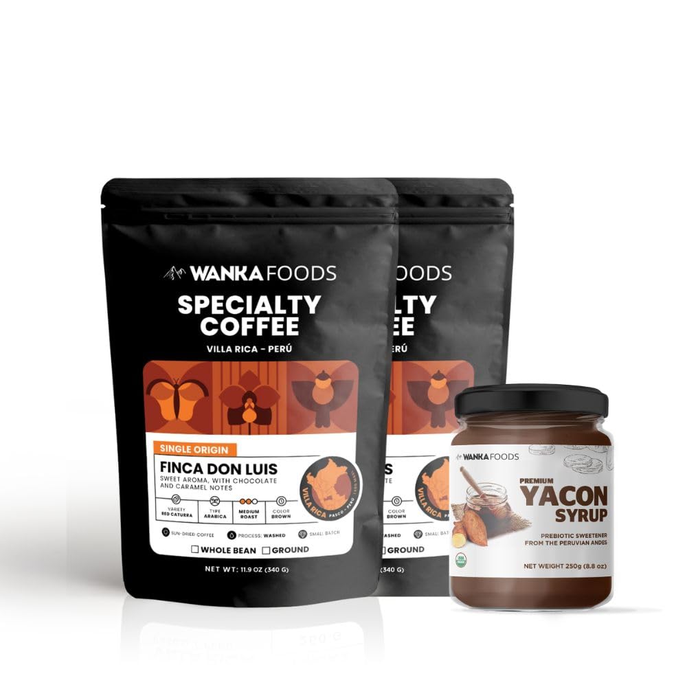 Organic Yacon Syrup 8.8oz - 250g,& Peru Premium Coffee, Medium Roast,