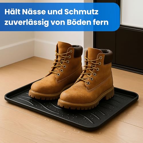 Bestlivings Schuhabtropfschale (Schwarz) Schuhablage (50x38x2,5cm) wasserdichte Schuhwanne - Aptropfunterlage für schmutzige und nasse Schuhe, Schuhmatte für Haus Garten