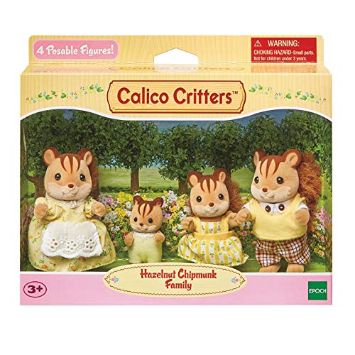 Calico Critters, Hazelnut Chipmunk Family, Dolls, Dollhouse Figures, Collectible Toys, 3 Inches #TOP4