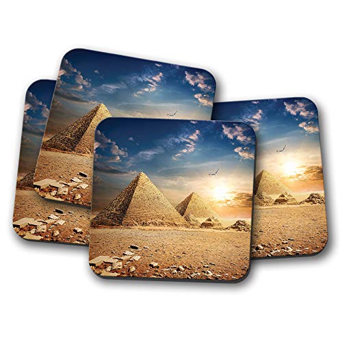 Ensemble de 4 – Pyramid Coucher de soleil Dessous-de-verre – Égypte égyptien pyramides de Gizeh Cadeau # 8472