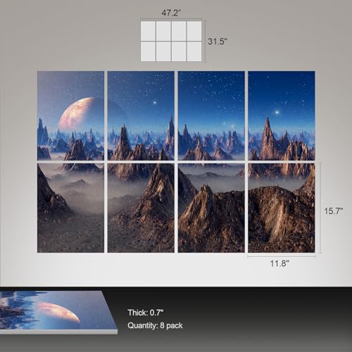 UMIACOUSTICS 8 Pcs 0.7Inch Thick Art Acoustic Panels, Total 47.2” x 31.5” Decorative Acoustical Wall Panels, Sound Absorbing Art Panels for Home, Office, Hotel, Astral Mystery Realm — view 3