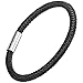 murtoo Mens Bracelet Stainless Steel - Braided Leather Bracelet for Men with Magnetic Clasp 8.27" (Black)