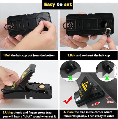 Hdama Mouse Snap Traps for Mice, Indoor Outdoor, Safe Reusable, 6 Pack - 5