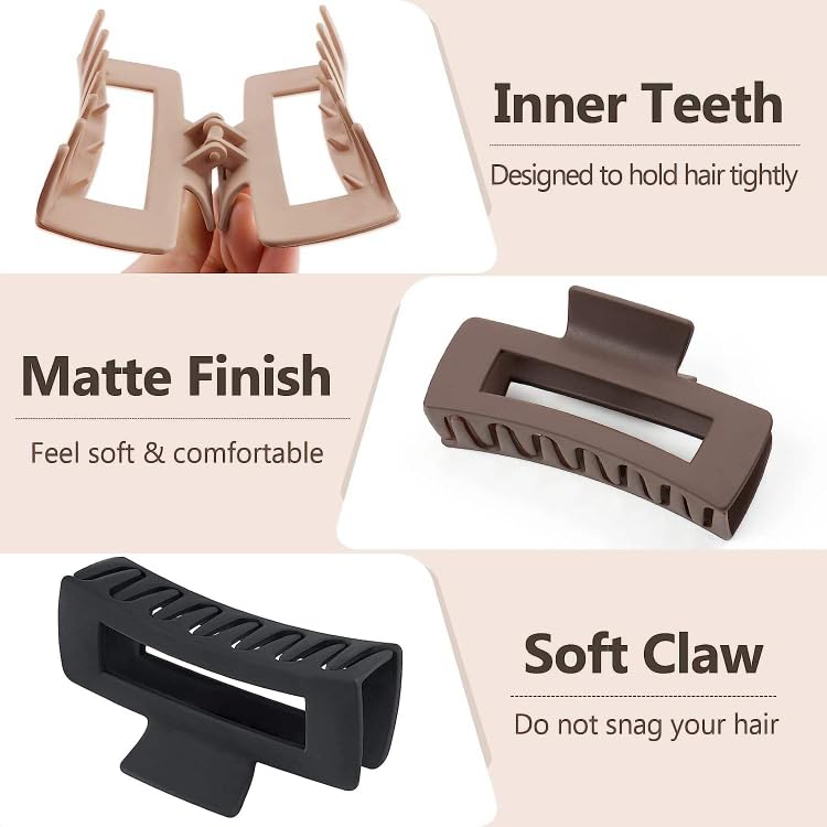 Miniatura 7 de BELLA - 8 pinzas para el cabello para mujer, cabello largo y grueso, 4.3 pulgadas, pinzas de pelo grandes para niñas, antideslizantes, sujetan el