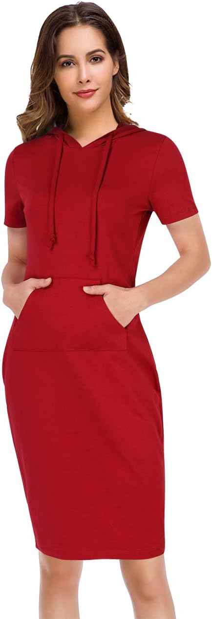 Clearlove Women's Stripe Pocket Knee Length Slim Pullover Hoodie Dress - Image 2