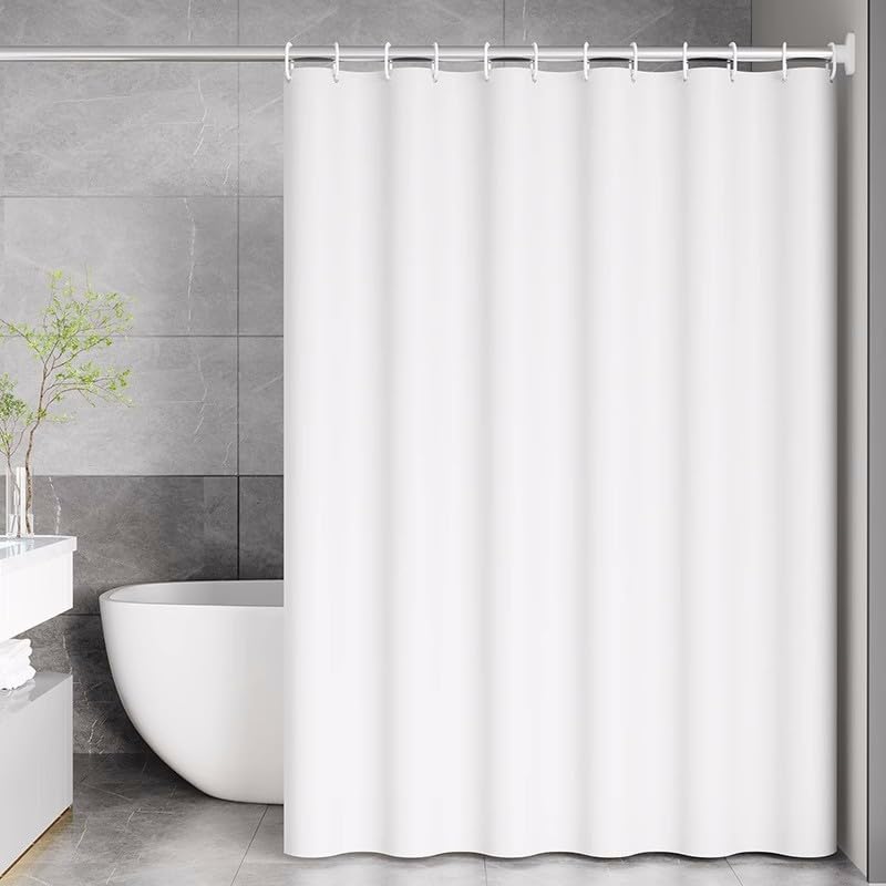 qisheng Shower Curtain for Bathroom - Mould and Mildew Resistant - White 180 x 180 cm (71 x 71 Inch) 100% PEVA