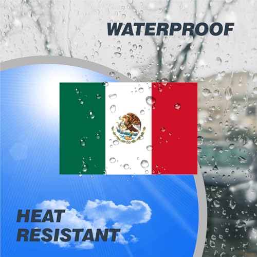 Image of Mexican Flag Car Magnet 2-Pack 4 inchx6 inch - Mexico Vinyl Decal with Eagle Emblem | UV Resistant Automotive Sticker for Truck /SUV /Vocho Classic Cars