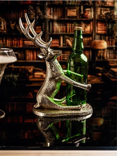 Image of Trovea's Silver Deer Bottle Holder- I Aluminium Wine Bottle Holder for Home Bar