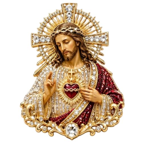 Pin de solapa de Jesús, broche religioso rojo y dorado para regalo cristiano de hombre