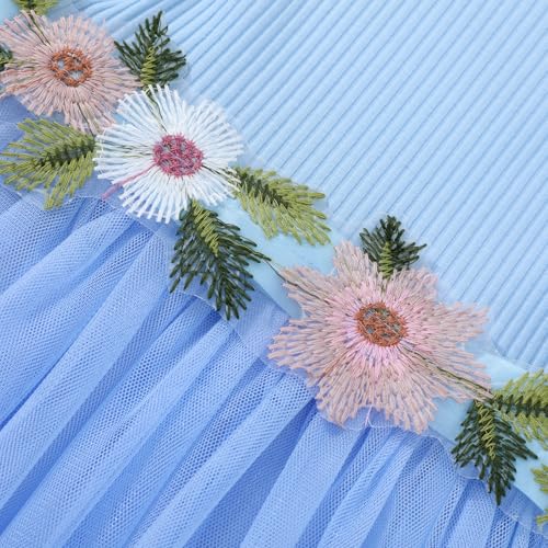 Image of HILEELANG Little Flower Girl Tulle Tutu Dress Easter Cotton Ribbed Birthday Wedding Party Princess Dresses