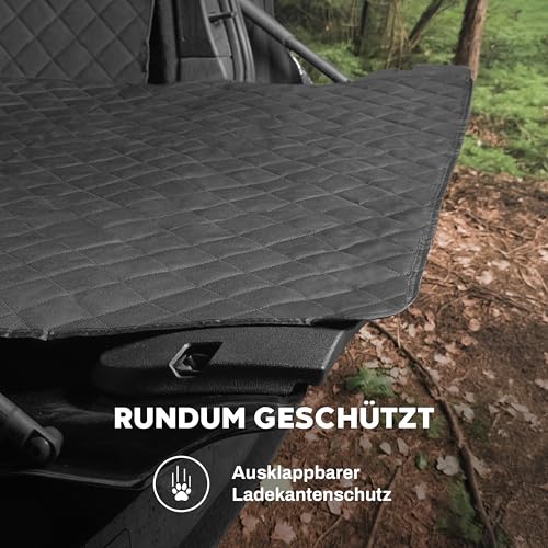 Hainberger Kofferraumschutz Hund gesteppt mit Seiten- und Ladekantenschutz Hundedecke Auto Kofferraum Wasserdicht und Kratzfest, Universal Kofferraum Schutzmatte für Hunde 174 x190cm (Schwarz)