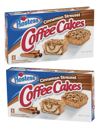 Hostess Cinnamon Coffee Cake, Topped with Streusel, Individually Wrapped, 8 Count, 11.6 oz | Pack of 2