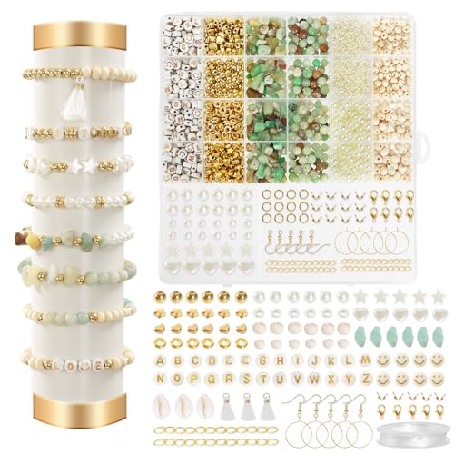 CNMTCCO kit para fazer pulseiras, contas de pedras naturais DIY pulseira Kit, contas para pulseiras para colar, brincos, pulseira, corrente, conjunto de contas para adultos