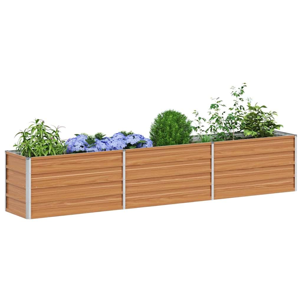 vidaXL Garden Raised Bed Light Brown 240 x 40 x 45 cm Galvanised Steel, Garden and Terrace, Durable Metal Planter, Raised Vegetable Bed, Outdoor Flower Box, Backyard Plant Container for Herbs