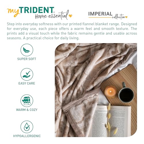 Image of MYTRIDENT Home Essential Flannel Printed Blanket for Winter Double Size (220 cm x 240 cm), 290 GSM, Terra
