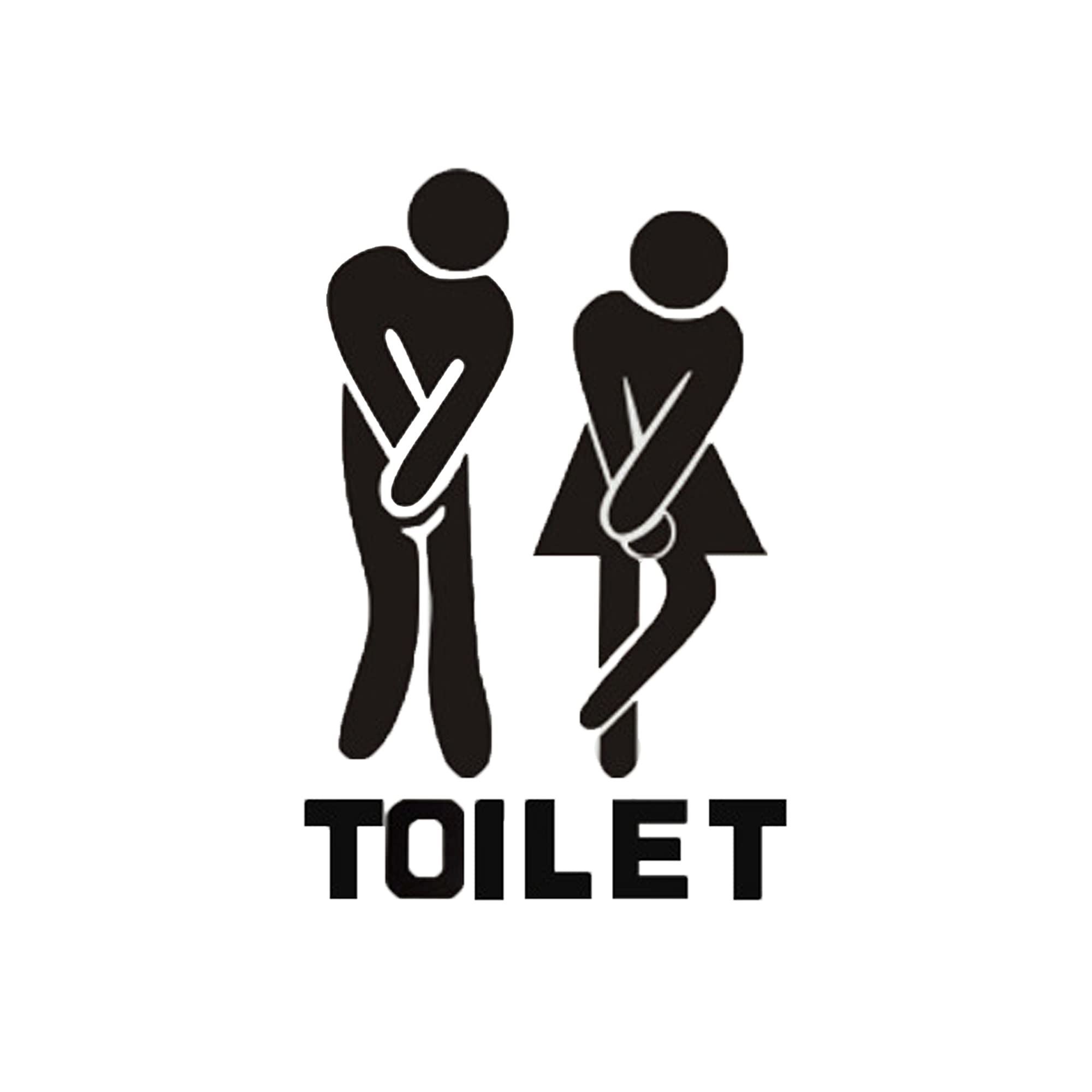 Man Woman Washroom WC Sticker Crossed Legs Funny Restroom WC Sign for Bathroom Home Decoration Accessories (Black)