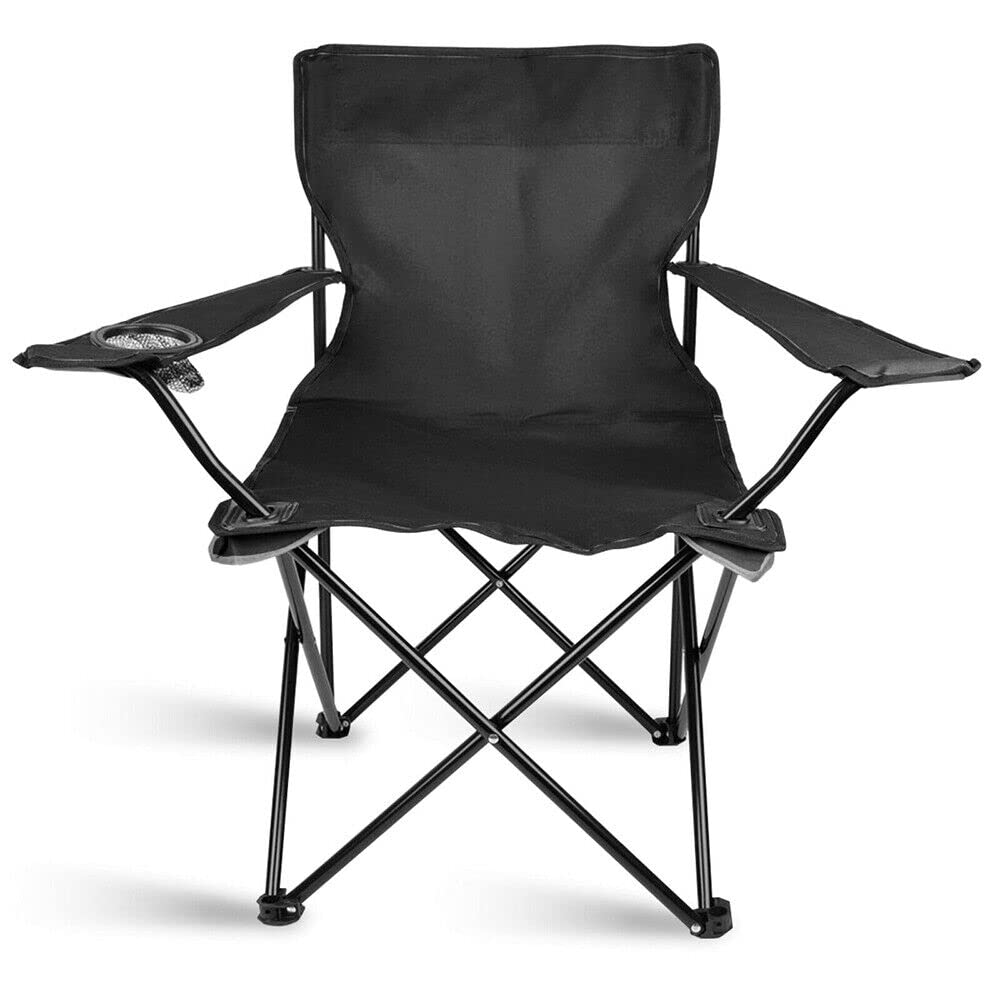 Chaise Camping Pliante Avec Accoudoirs Et Porte-Gobelet – Légère, Solide, Sac Transport Inclus – Idéale Plage, Jardin, Pêche, BBQ, Voyage