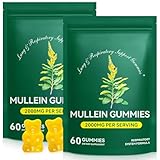 2 Pack Mullein Gummies for Lung Detox, Mullein Herbal Supplement, 2000mg Mullein Leaf Extract for Respiratory & Digestive & Immune Support