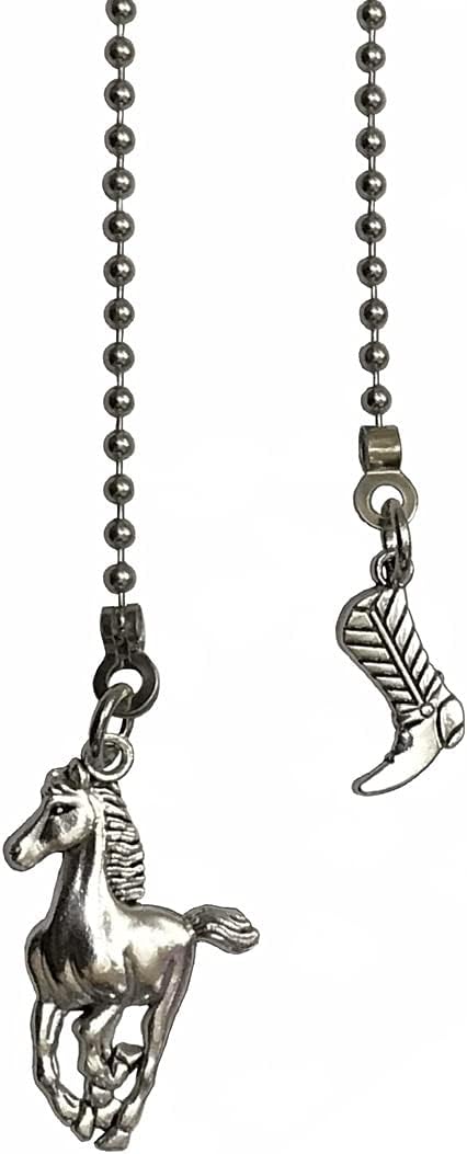 Running Horse & Cowboy Boot Fan Light Pull Chain Set