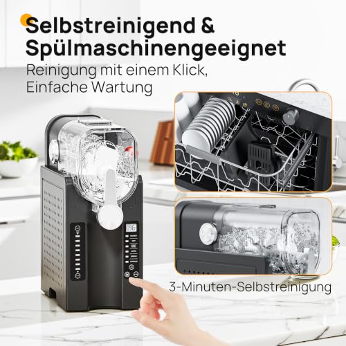 Foto von INITIO Slush Maschine, 2L Slushie Machine für Zuhause, Grau, AD03 | Für Slushi, Frappé, Milchshake & Margaritas, Ohne Eis Benötigt, LED Display, Selbstreinigend, 1 Pack+6 Programmen