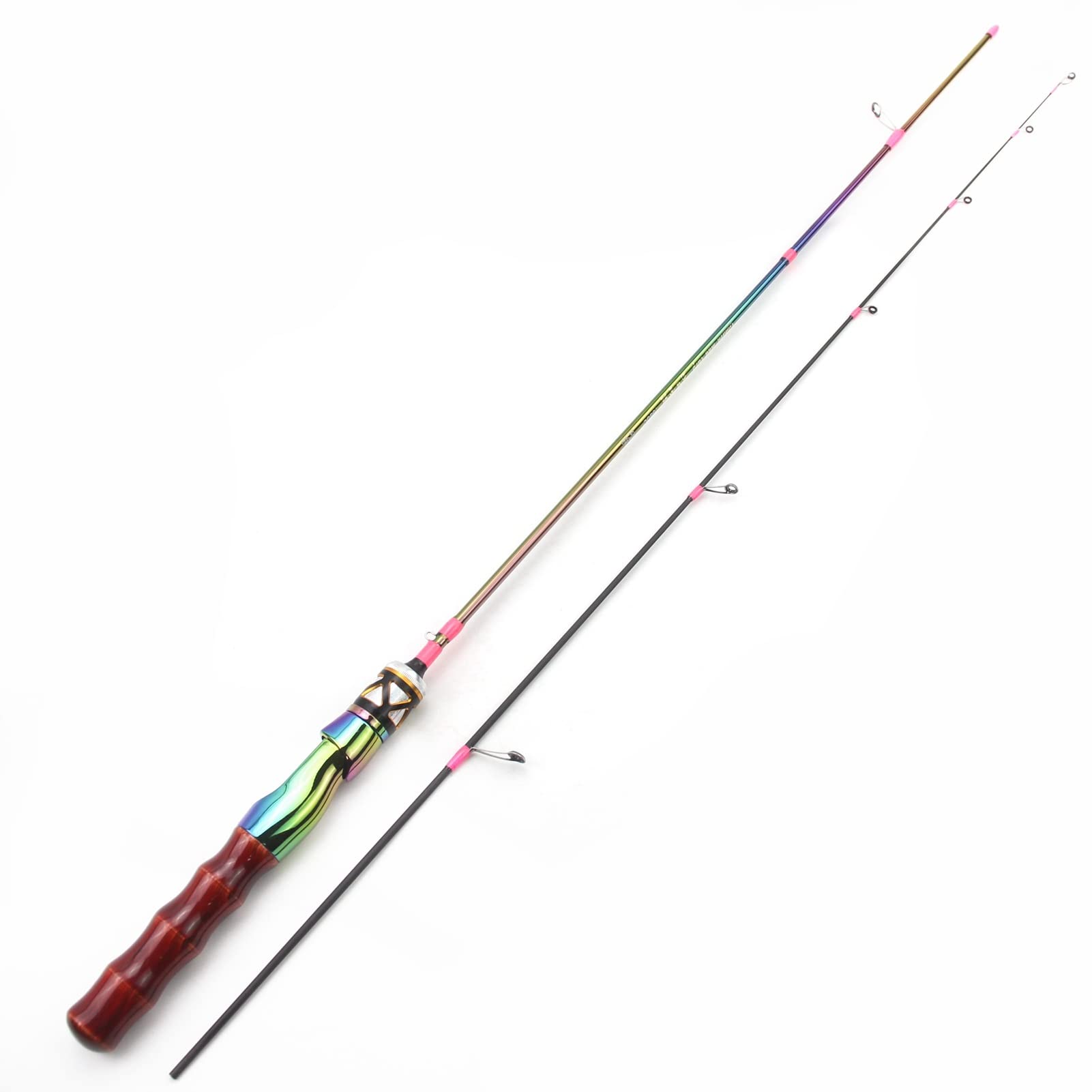 Caña de pescar spinning carbono 1.68m UL acción suave mango de madera