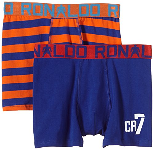 CR7 Cristiano Ronaldo garçon engan Liegende Boxers Line Trunk Lot de 2, Garçon, Unterhose Stretch Boxershorts, 41735Orange-Blau_458 Cover