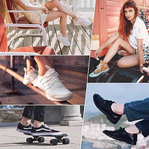 Toes Home No Show Socks Womens Low Cut Ankle Socks for Sneakers Footies Athletic Anti-slip Invisible Liner Socks 6 Pairs White Black