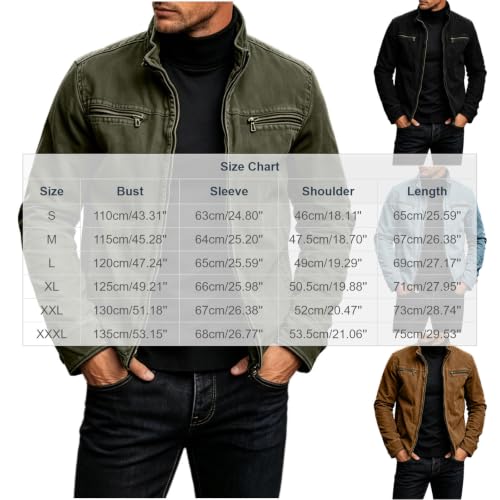 Workwear Jacket for Men Stand Collar Full Zip Zipper Top with Pocket - image 6