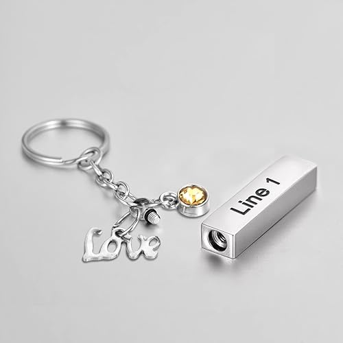 Miniatura 2 de Colgante de urna cuboide de pata de mascotapata de perro, joyería de cremación, llavero de acero inoxidable con grabado