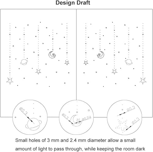Miniatura 4 de FANLI 2 paneles de cortinas opacas con diseño de estrellas y arco iris degradado para niños y niñas, decoración de sala de estar, oscurecimiento de