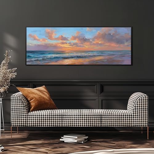 Impression sur toile de coucher de soleil avec cadre intérieur en bois robuste