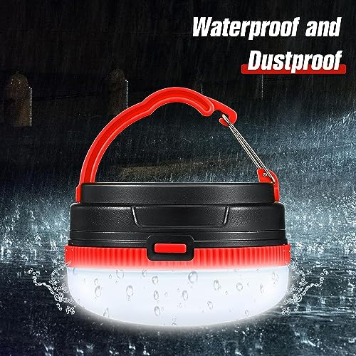 Image of Camping Lantern Waterproof LED Outdoor Camping Lights Battery Powered Tent Light for Power Cuts Emergency Camping Hiking Automobile (3 Modes ) (Red)