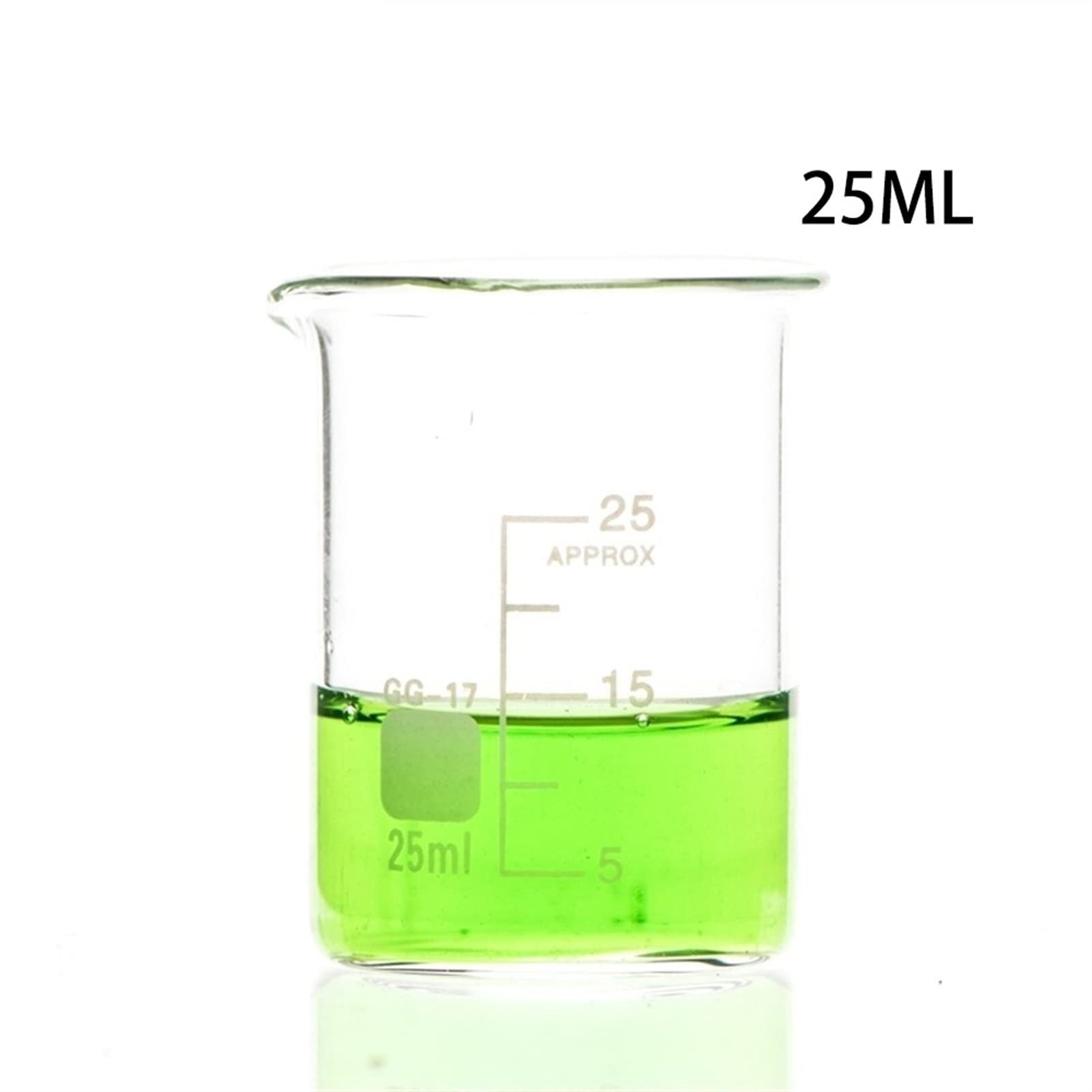 25 ml Szklany kubek z przezroczystym oznaczeniem skali Szkło borokrzemowe żaroodporne pogrubione szkło o niskim kształcie laboratoryjny kubek z miarką - opakowanie 20 szt. (kolor: przezroczysty