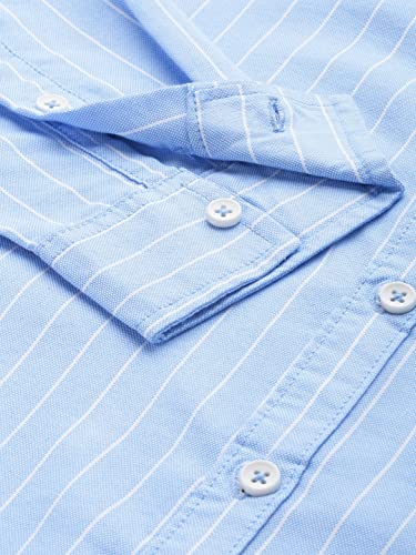 Image of The Indian Garage Co Men Regular Fit Striped Full Sleeves Cutaway Collar Casual Shirt