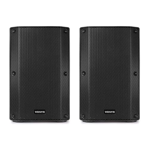 Vonyx VSA10P   Juego de Altavoces pasivos 10” 1000W con Carcasa ABS Resistente, Asas y Ruedas, Ideal para música, Voz y Canto en Eventos, escenarios y Uso móvil Profesional
