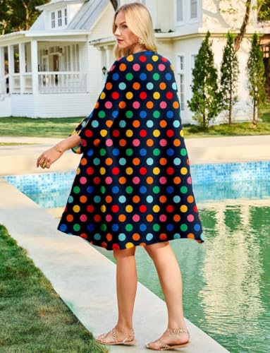 MAKABO Swimsuit Kimono Coverup for Women, Hawaiian Beach Bikini Print Cover Ups with Belt and Pockets4