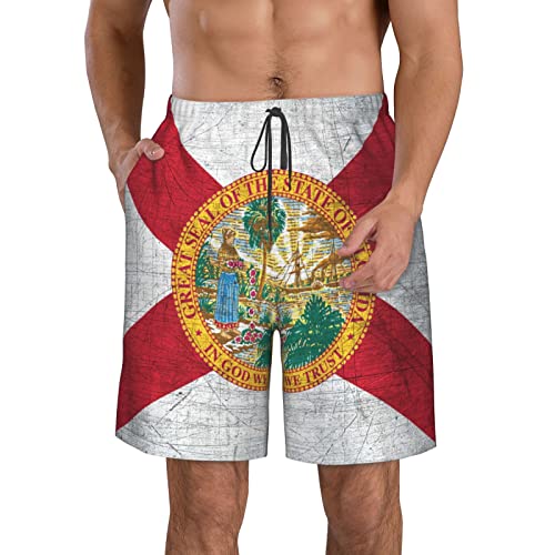 Florida State Flag Men Shorts Beach Board Trunk Swim Casual with Pockets Boxer Briefs Outdoor