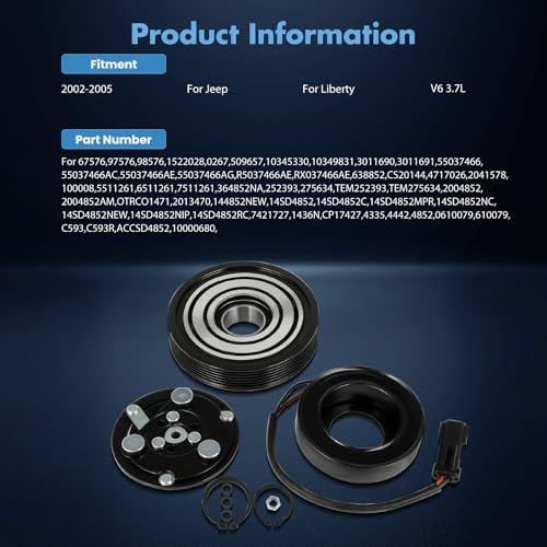 Image of ECCPP AC Compressor Clutch Fit for Jeep Liberty 3.7L 2002-2005