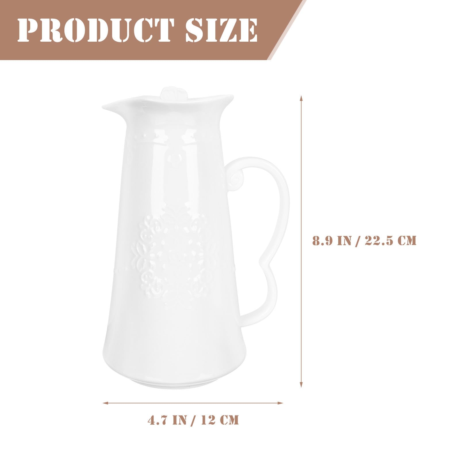 Pichet à Boissons en Céramique Blanche 1300ml Couvercle, Élégant et Simple, pour Parties et Bbq, pour Lait et Bière