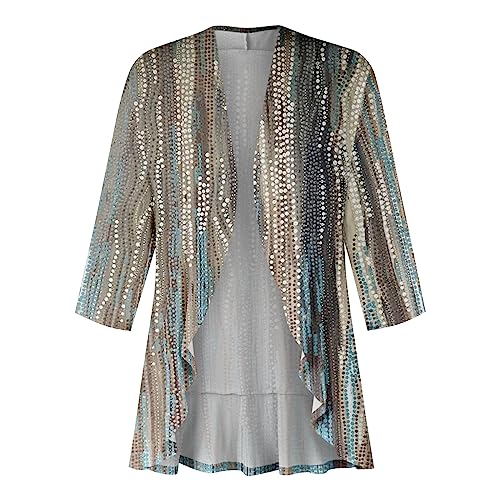 Cardigans for Women 2025 Retro Print Lightweight Cardigans Casual Duster Jackets 3/4 Sleeve Blouse Tops Coat3