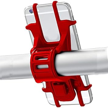 Vatsas Waterproof, Unbreakable and Universal Silicone Mobile Phone Holder for Bike, Cycle, Scooty and Motorcycle - Ideal for KTM duke, Royal Enfield, Hero, Bajaj for GPS Navigation and Google Maps, Red