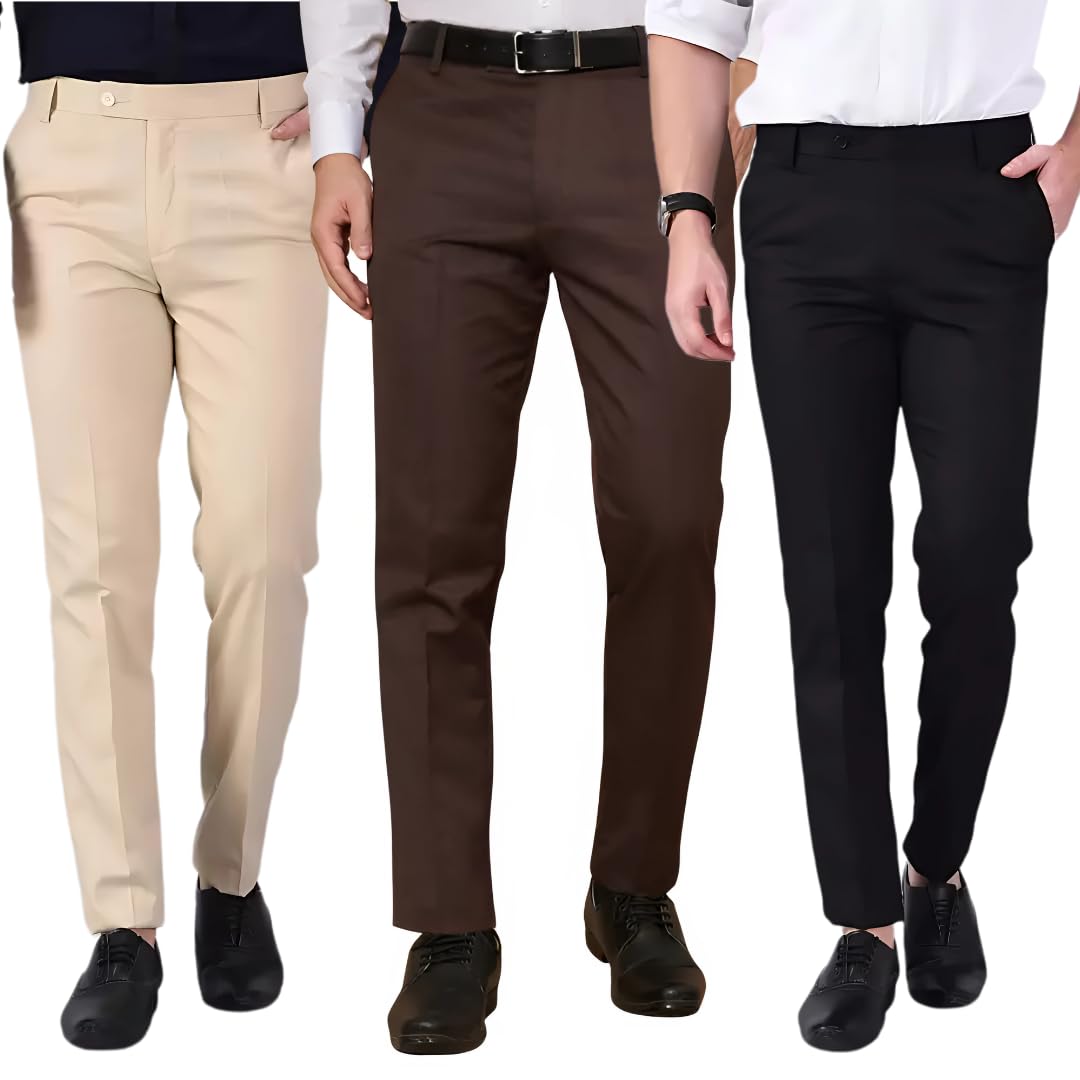 zeegold Zee Gold Men's Regular Fit Formal Trousers – Wrinkle-Resistant Polyester Blend with Stretch Waist & Deep Pockets – Comfortable & Durable for Office, Meetings & Special Occasions.-picture-34