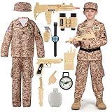 Spooktacular Creations Army Costume for Kids, Camo Military Costume, Halloween Costumes for Boys Pretend Play Party-L