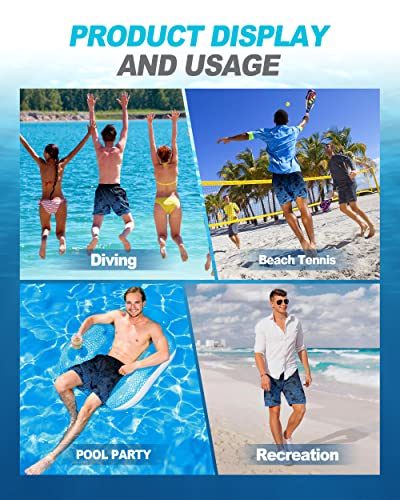 Ft Fenteng Mens Swim Trunks For Men, Gradient Blue Tropical Leaf Mens Board Shorts Swimwear Bathing Suit With Mesh Lining thumb #4