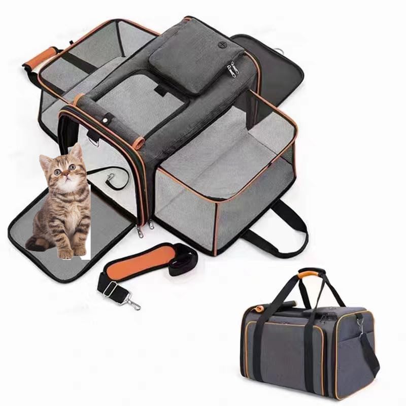 Glaceon Expandable Airline Approved Soft Side Pet Carrier, Expandable Pet Carrier, Breathable Dog Bag Transport Case for, Pet Carrier for Cats and Dogs with Straps