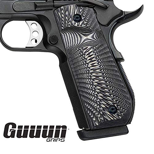 Guuun 1911 Grips G10, Full Size Government Grips, Bobtail Round Butt Cut, OPS Sunburst Texture