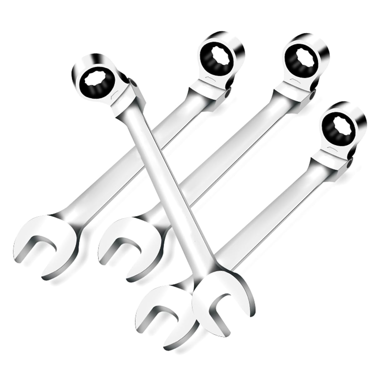 Ijsdnvjndx As Shown Auto And Home Repair Tool 4Pc 10Mm Ratchet Wrench Of Keys Spanner Set Hand Tool 72-Tooth Ratcheting Flexible Head Mirror Finish Homerepair